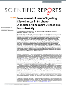 Involvement of Insulin Signaling Disturbances in Bisphenol