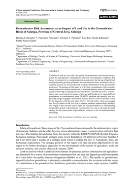 Groundwater Risk Assessment As an Impact of Land Use in the Groundwater Basin of Salatiga, Province of Central Java, Salatiga