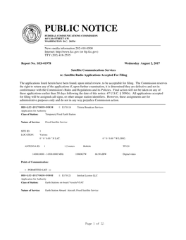 PUBLIC NOTICE FEDERAL COMMUNICATIONS COMMISSION 445 12Th STREET S.W