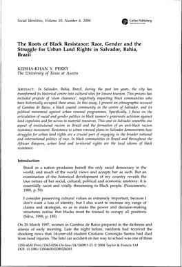 The Roots of Black Resistance: Race, Gender and the Struggle for Urban Land Rights in Salvador, Bahia, Brazil