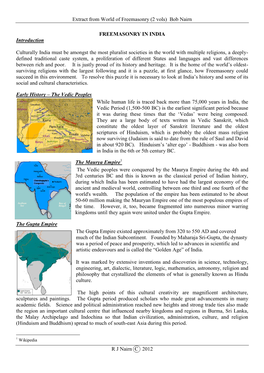 FREEMASONRY in INDIA Introduction