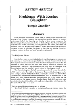 Problems with Kosher Slaughter