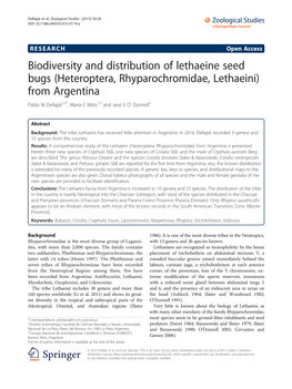 Heteroptera, Rhyparochromidae, Lethaeini) from Argentina Pablo M Dellapé1,3*, Maria C Melo1,3 and Jane E O’ Donnell2