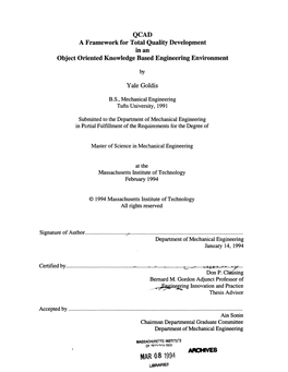 A Framework for Total Quality Development in an Object Oriented Knowledge Based Engineering Environment