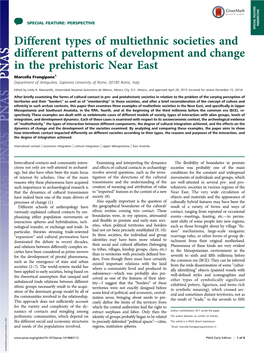 Different Types of Multiethnic Societies and Different Patterns of Development and Change in the Prehistoric Near East