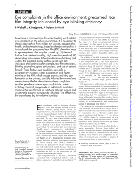 Eye Complaints in the Office Environment: Precorneal Tear Film Integrity Influenced by Eye Blinking Efficiency
