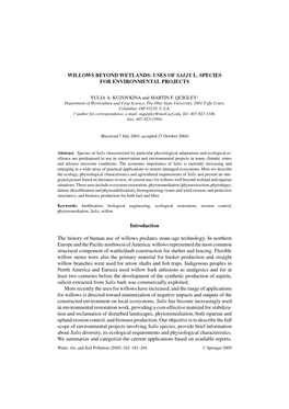 Willows Beyond Wetlands: Use of Salix L. Species for Environmental