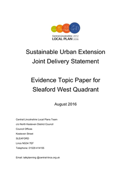 Sustainable Urban Extension Topic Paper Sleaford West Quadrant