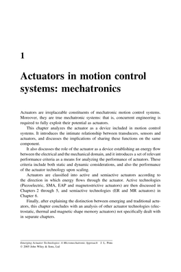 Actuators in Motion Control Systems: Mechatronics