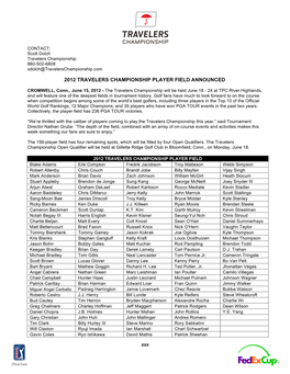 2012 Travelers Championship Player Field Announced
