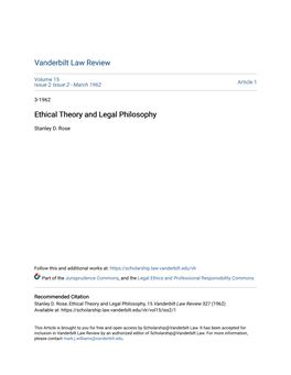 Ethical Theory and Legal Philosophy