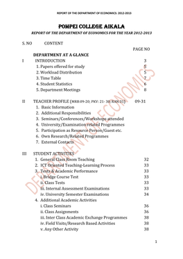 Pompei College Aikala Report of the Department of Economics for the Year 2012-2013