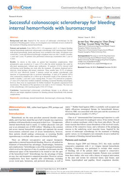 Successful Colonoscopic Sclerotherapy for Bleeding Internal Hemorrhoids with Lauromacrogol