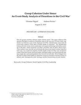 Group Cohesion Under Stress: an Event-Study Analysis of Desertions in the Civil War∗