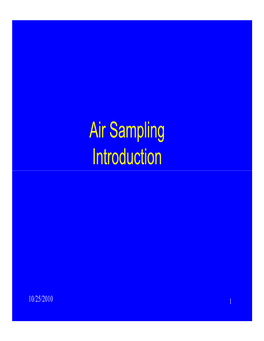 Air Sampling Introduction