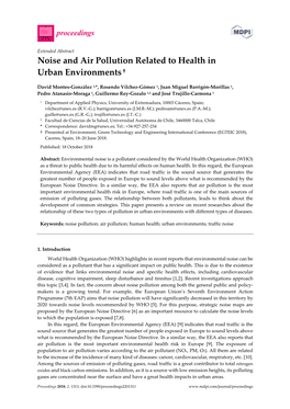 Noise and Air Pollution Related to Health in Urban Environments†