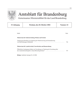 Amtsblatt Für Brandenburg Gemeinsames Ministerialblatt Für Das Land Brandenburg