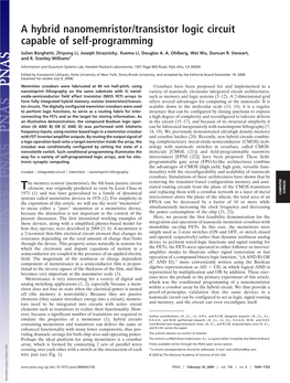 A Hybrid Nanomemristor/Transistor Logic Circuit Capable of Self-Programming