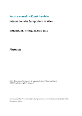 Abstracts Symposium 2011