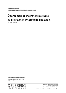 Übergemeindliche Potenzialstudie Zu Freiflächen-Photovoltaikanlagen Stand: 25.05.2020