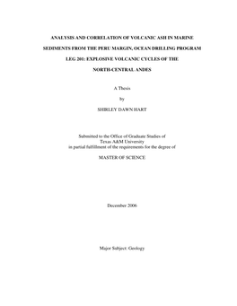 Analysis and Correlation of Volcanic Ash in Marine