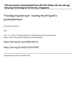 Transfiguring Betrayal : Reading Muriel Spark's Postmodernism