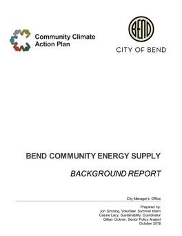 Bend Community Energy Supply Background Report