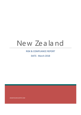 New Zealand RISK & COMPLIANCE REPORT DATE: March 2018