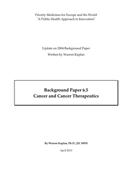 Background Paper 6.5 Cancer and Cancer Therapeutics