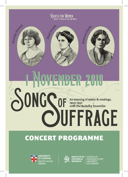 Concert Programme Senate House Library & the Institute of Historical Research Present