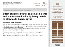 Effect of Polluted Water on Soil, Sediments and Plant Contamination