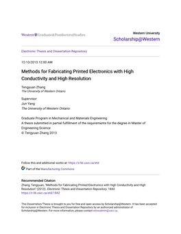 Methods for Fabricating Printed Electronics with High Conductivity and High Resolution