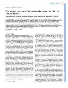 Wnt Signals Mediate a Fate Decision Between Otic Placode and Epidermis