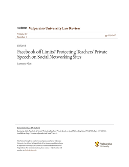 Protecting Teachers' Private Speech on Social Networking Sites Lumturije Akiti