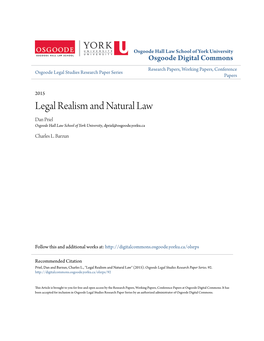 Legal Realism and Natural Law Dan Priel Osgoode Hall Law School of York University, Dpriel@Osgoode.Yorku.Ca