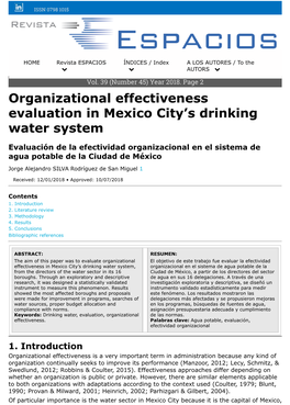 Organizational Effectiveness Evaluation in Mexico City's Drinking