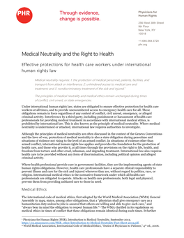 Medical Neutrality and the Right to Health