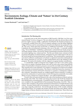 Environment, Ecology, Climate and 'Nature' in 21St Century Scottish