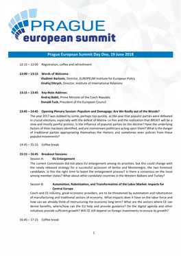 Prague European Summit Day One, 19 June 2018