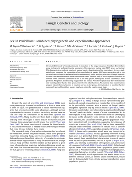 Sex in Penicillium: Combined Phylogenetic and Experimental Approaches