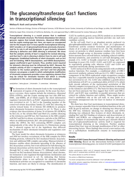 The Glucanosyltransferase Gas1 Functions in Transcriptional Silencing