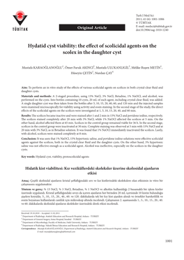 Hydatid Cyst Viability: the Eff Ect of Scolicidal Agents on the Scolex in the Daughter Cyst