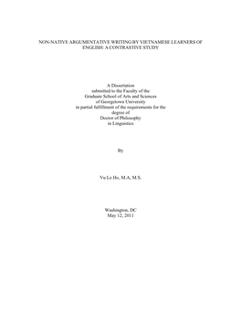 Non-Native Argumentative Writing by Vietnamese Learners of English: a Contrastive Study