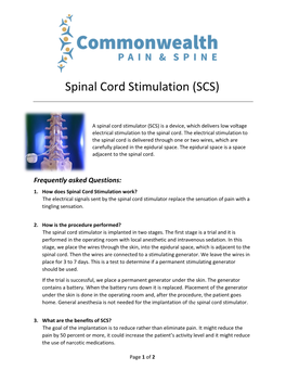 Spinal Cord Stimulation (SCS)