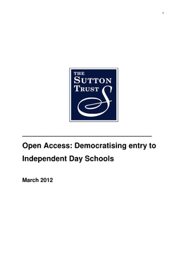 Open Access: Democratising Entry to Independent Day Schools