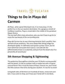 Things to Do in Playa Del Carmen