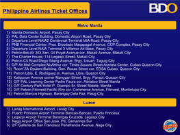 Philippine Airlines Ticket Offices