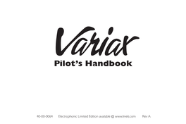 Variax 300 Pilot's Handbook