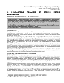 A Comparative Analysis of String Metric Algorithms