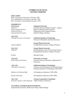 Curriculum Vitae David P. Porter